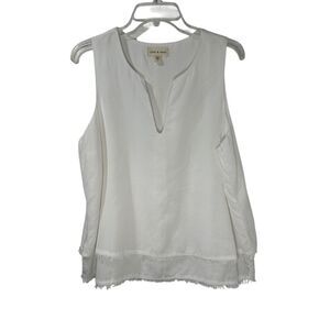 Cloth & Stone women’s white sleeveless v-neck blouse size Large.  #18-1929